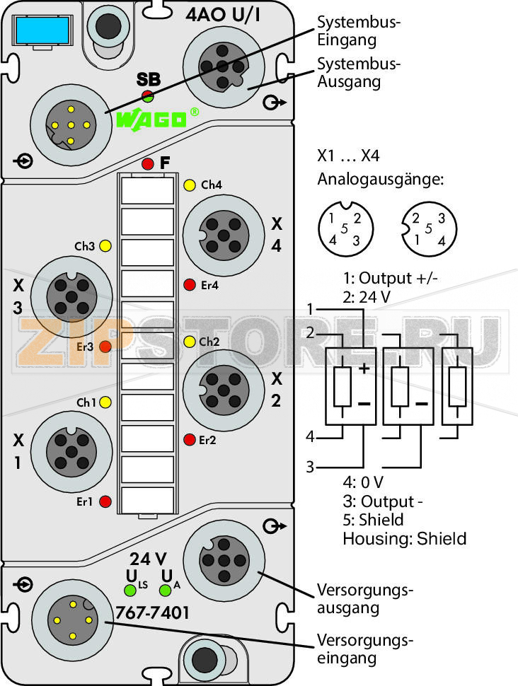 767 Series  I/O System 4-канальный аналоговый выход; Напряжение / ток; светло-серые Wago 767-7401 Краткое описание:Аналоговый модуль вывода для вывода сигналов напряжения и тока.Характеристики:? 4 аналоговых выхода 0 ? 20 мА, 4 ? 20 мА, ±20 мА, 0 ? 10 В или ±10 В- Возможность диагностики- Возможность параметризации (диапазон измерений, стратегия подстановки значения, подстановочное значение, ручной режим, имитация и диагностика в реальном времени)Комплект поставки:Маркировочная карточка WMB для модуля, синяя (1 шт.)Маркировочные полоски (1 шт.)Защитные крышки M12 (2 шт.)...