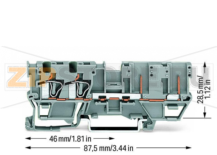 2-проводные / 2-контактные базовые клеммы; для DIN-рейки 35 x 15 и 35 x 7,5; 4 mm; CAGE CLAMP®; 4,00 mm; серые Wago 769-171 