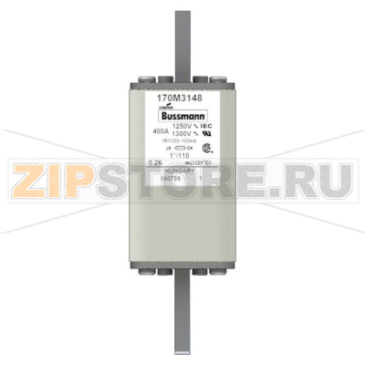 Предохранитель, 400 A, AC 1250 В, 100 кА, size 1, 45x45x138 мм, aR, DIN, IEC Eaton FUSE 400A 12 