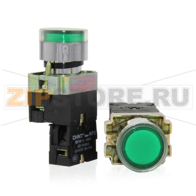 Кнопка управления 230 В, 1НО+1НЗ, IP40, желтая Chint NP2-EW3565 