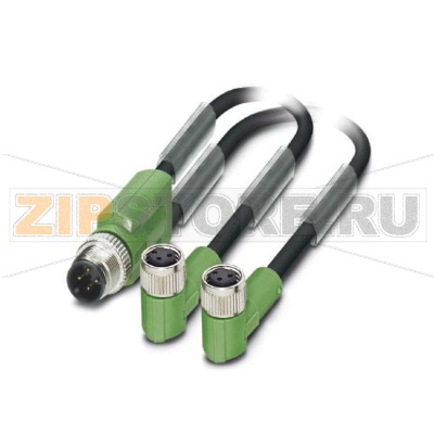 Кабель для датчика / исполнительного элемента Phoenix Contact SAC-3P-M12Y/2X0,6-PUR/4P-M 8FR 3-полюсн., PUR без галогенов, темно-серый RAL 7021, Штекеры прямое M12, А-кодирование, к Гнездо угловой M8, Длина кабеля: 0,6 м.Минимальный заказ: 50 шт.Упаковка: 5 шт.