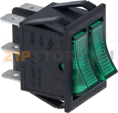 ВЫКЛЮЧАТЕЛЬ ДВОЙНОЙ ЗЕЛЕНЫЙ 16А 2 
