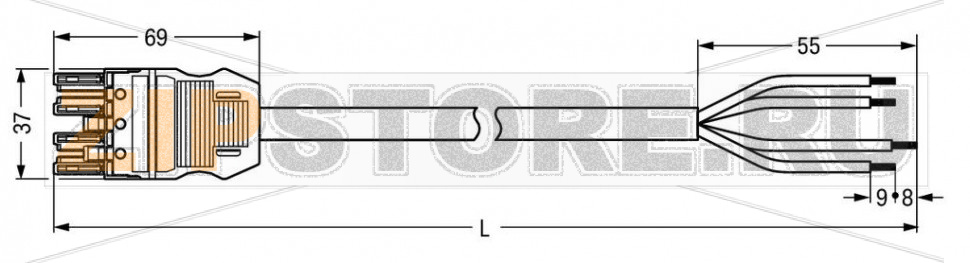 Кабель соединительный; Eca; розетка/открытая; 4-полюса; код. A; H05VV-F 4G 1,5 мм; 3 м; 1,50 mm; белые Wago 771-9994/106-302 Protected against mismating and maintenance-freeAdditional variable coding is possible....