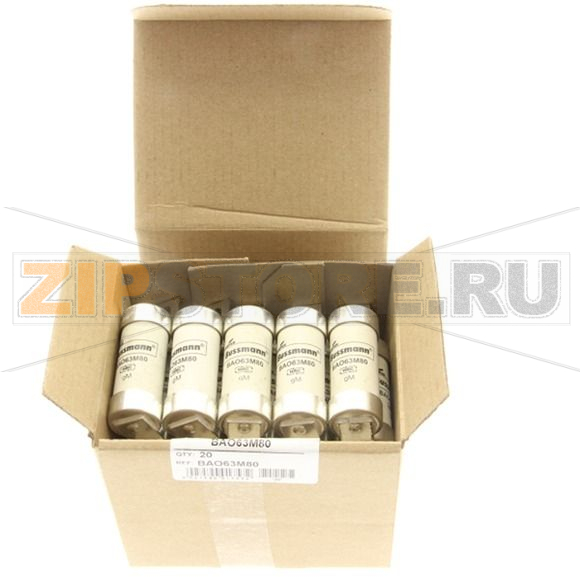 Предохранитель, 63 A, AC 500 В, 80 кА, BS88/A3, 21x87 мм, gL/gG, BS Eaton 63AMP 500V AC BS88 gG F 
