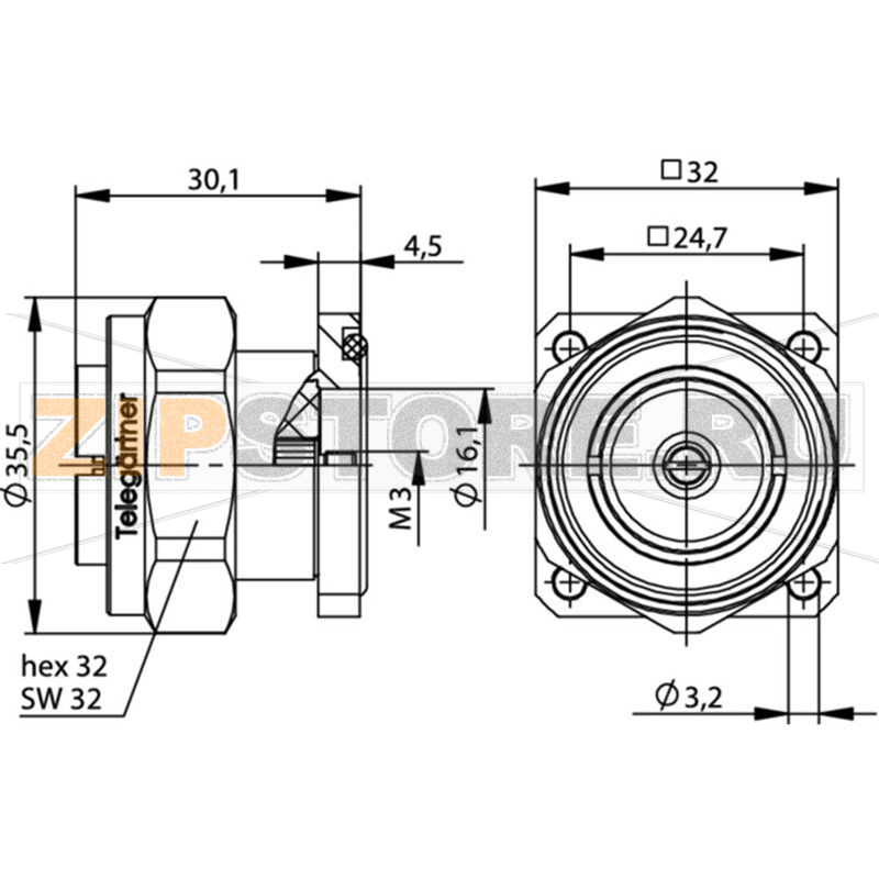 Разъем DIN 7-16, 50 Ом, 1 шт Telegärtner J01120D0043 