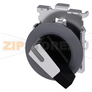 АКТУАТОР ПОВОРОТНОГО ПЕРЕКЛЮЧАТЕЛЯ С ВОЗМОЖНОСТЬЮ ПОДСВЕТКИ, 30MM, КРУГЛ., МЕТАЛЛ МАТОВЫЙ, РУКОЯТКА ДЛИННАЯ ЧЁРНАЯ С БЕЛОЙ ВСТАВКОЙ, ПЛОСКОЕ ФРОНТАЛЬНОЕ КОЛЬЦО, 2 КОММУТАЦИОННЫХ ПОЛОЖЕНИЯ: O&lt;I, БЕЗ ФИКСАЦИИ, УГОЛ ПОВОРОТА РУКОЯТКИ 45 ГРАД. : 10:30Ч./12Ч. 