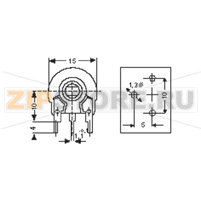 Резистор линейный 0.25 Вт, подстроечный, 250 Ом, 270°, 1 шт Piher PT15NH05-251A2020-S 