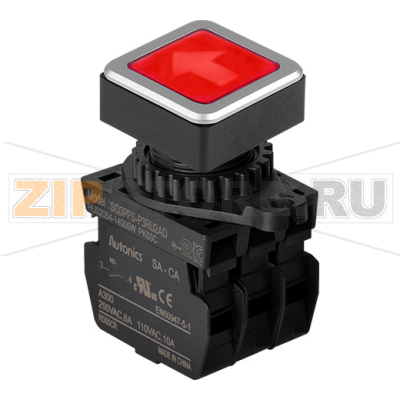 Выключатель кнопочный, головка: квадратная, Ø отверстия: 30 мм Autonics SQ3PFS-P3RU2ALM 