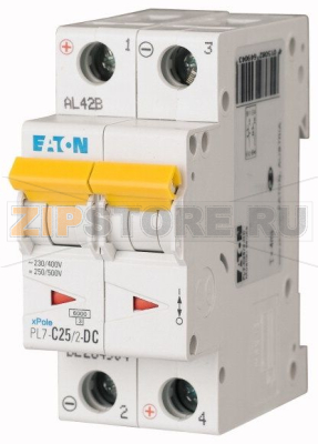 Выключатель автоматический 25А, кривая откл. C, 2 полюса, откл. способ. 6 кА Eaton PL7-C25/2-DC 