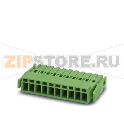 Вилочная часть Phoenix Contact MSTBC 2,5/22-STZ-5,08-R Номинальный ток: 12 А, Расчетное напряжение (III/2): 320 В, Полюсов: 22, Размер шага: 5,08 мм, Технология подключения: Обжим, Цвет: зеленый, Соответствующие обжимные гнездовые контакты с параметрами номинального тока (А) и для проводников указанного сечения(мм²) : 10A/MSTBC-MT 0,5-1,0 (3190564) 10A/MSTBC-MT 0,5-1,0 BA (3190645) 12A/MSTBC-MT 1,5-2,5 (3190551) 12A/MSTBC-MT 1,5-2,5 BA (3190658). ВА = контакты в ленте.Минимальный заказ: 50 шт.Упаковка: 50 шт.