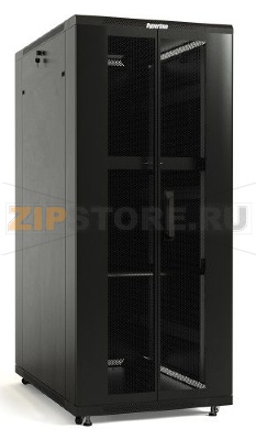 Hyperline TTB-4281-DD-RAL9004 Шкаф напольный 19-дюймовый, 42U, 2055x800х1000 мм (ВхШхГ), передняя и задняя распашные перфорированные двери (75%), ручка с замком, крыша нового типа, цвет черный (RAL 9004) (разобранный) 