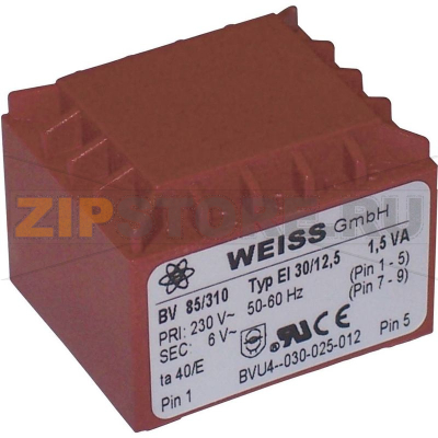 Трансформатор PCB 1x230 В, 1x15 В/AC, 1.50 ВА, 100 мА Weiss Elektrotechnik 85/313 