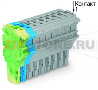 1-проводниковая розетка; 2,5 мм; 10-пол.; 2,50 mm; желто-зеленые,синие,серые Wago 2022-110/000-039