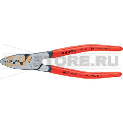 Инструмент для обжима контактных гильз, от 0.25 до 16 мм² Knipex 97 71 180 