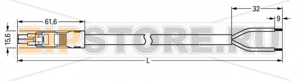 pre-assembled connecting cable; Eca; Socket/open-ended; 2-pole; Cod. A; H05VV-F 2 x 1.5 mm; 6 m; 1,50 mm; white Wago 891-8992/106-602 Protected against mismating and maintenance-freeLow profile with 4.4 mm pole spacing...