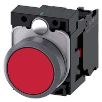 КНОПКА, 22MM, КРУГЛАЯ, ПЛАСТИК С МЕТАЛЛИЧЕСКИМ ФРОНТАЛЬНЫМ КОЛЬЦОМ, КРАСНАЯ, ПЛОСКАЯ КНОПКА, КОНТАКТЫ МГНОВЕННОГО ДЕЙСТВИЯ, С ДЕРЖАТЕЛЕМ, 1NC, ВИНТОВЫЕ КЛЕММЫ Siemens 3SU1130-0AB20-1CA0