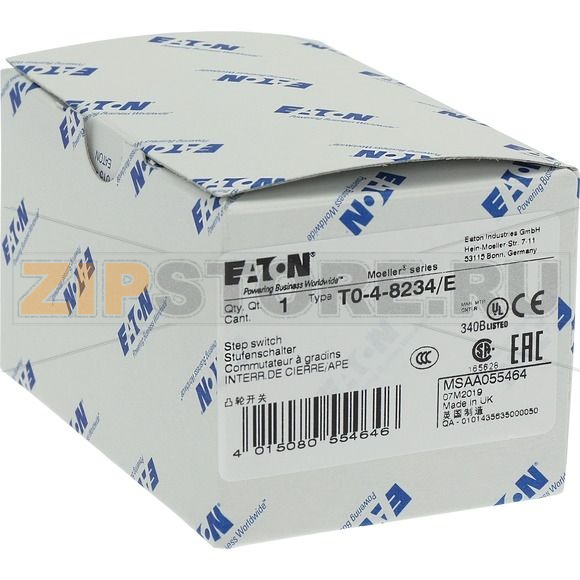 Выключатели ступенчатые, контакты: 7, 20 A, панель: 1-7, 45°, с фиксацией Eaton T0-4-8234/E 