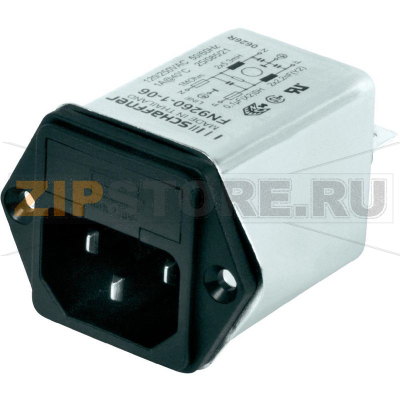 Фильтр сетевой 6 А, 250 В/AC, 60.3x46x35 мм, 60 шт Schaffner FN 9260B-6-06 