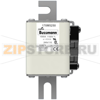 Предохранитель, 1000 A, AC 1100 В, 100 кА, size 2, 61x77x138 мм, aR, DIN, IEC Eaton FUSE 1000A 