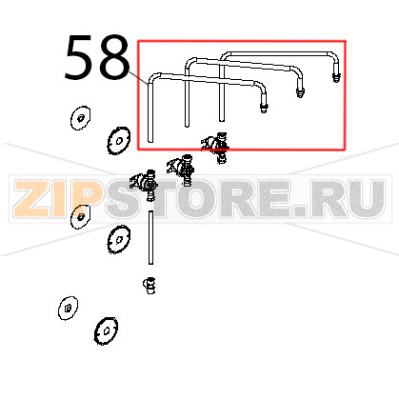Tubo esterno umidita and raccordo Unox XBC 804 Tubo esterno umidita and raccordo Unox XBC 804Запчасть на деталировке под номером: 58