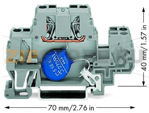 Компонентная клемма; двухуровн.; с варистором; для DIN-рейки 35 x 15 и 35 x 7,5; 2,5 мм; CAGE CLAMP®; 2,50 mm; серые Wago 870-523/281-587 