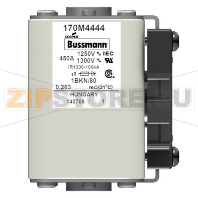 Предохранитель, 450 A, AC 1250 В, 100 кА, size 1, 53x69x80 мм, aR, IEC UL Eaton FUSE, BUSSMANN 