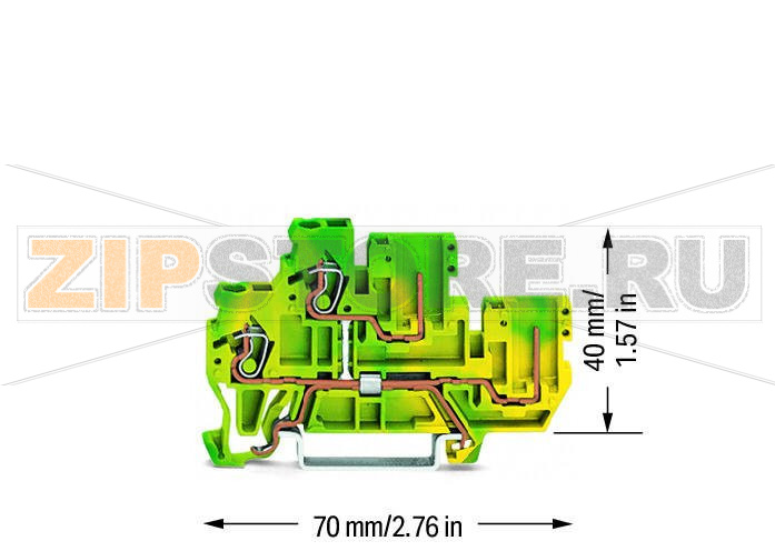 2-проводные / 2-контактные двухуровневые базовые клеммы; 2-проводные/ 2-контактные клеммы с заземлением; PE; внутреннее объединение; для DIN-рейки 35 x 15 и 35 x 7,5; 2,5 мм; CAGE CLAMP®; 2,50 mm; зеленые-желто Wago 870-107 
