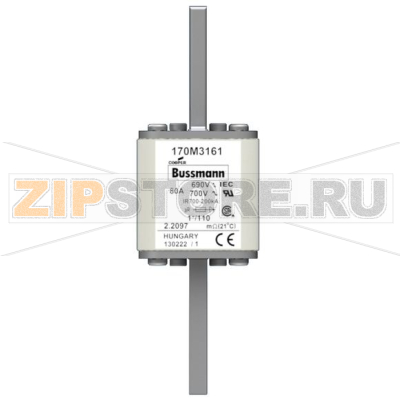 Предохранитель, 80 A, AC 690 В, 200 кА, size 1, 45x45x134 мм, aR, DIN, IEC Eaton FUSE 80A 690V 