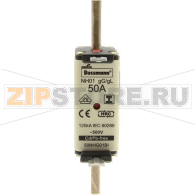 Предохранитель, 50 A, AC 500 В, 120 кА, NH01, gL/gG, IEC Eaton NH FUSE 50A 500V GL/GG SIZE 01 