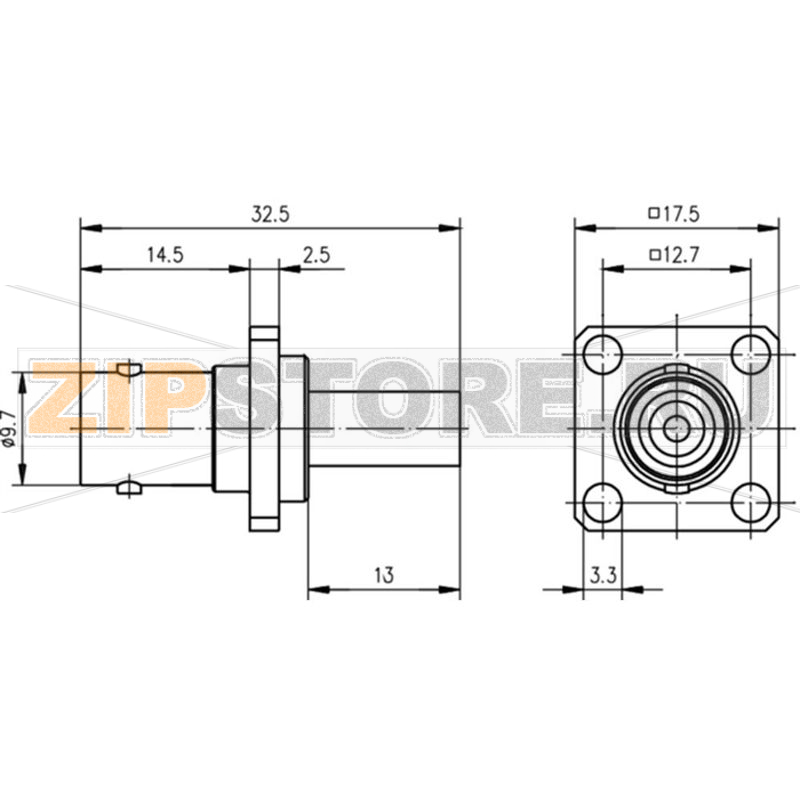 Разъем BNC, 50 Ом, 1 шт Telegärtner J01001A0079 