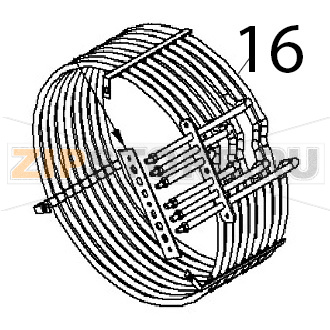 Тэн (9.5 кВт) Angelo Po BX61E Тэн кольцевой 9.5KW 230V для пароконвектомата Angelo PO BX61EЗапчасть на деталировке под номером: 16