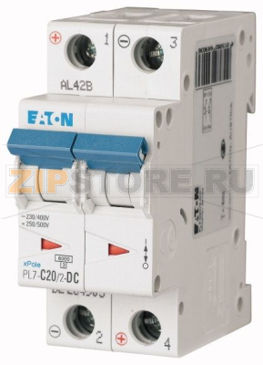 Выключатель автоматический 20А, кривая откл. C, 2 полюса, откл. способ. 6 кА Eaton PL7-C20/2-DC 
