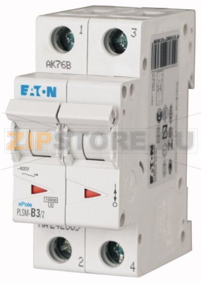 Выключатель автоматический 6А, кривая откл. С, 2 полюса, откл. способ. 7 кА Eaton PLSM-C3/2-MW 