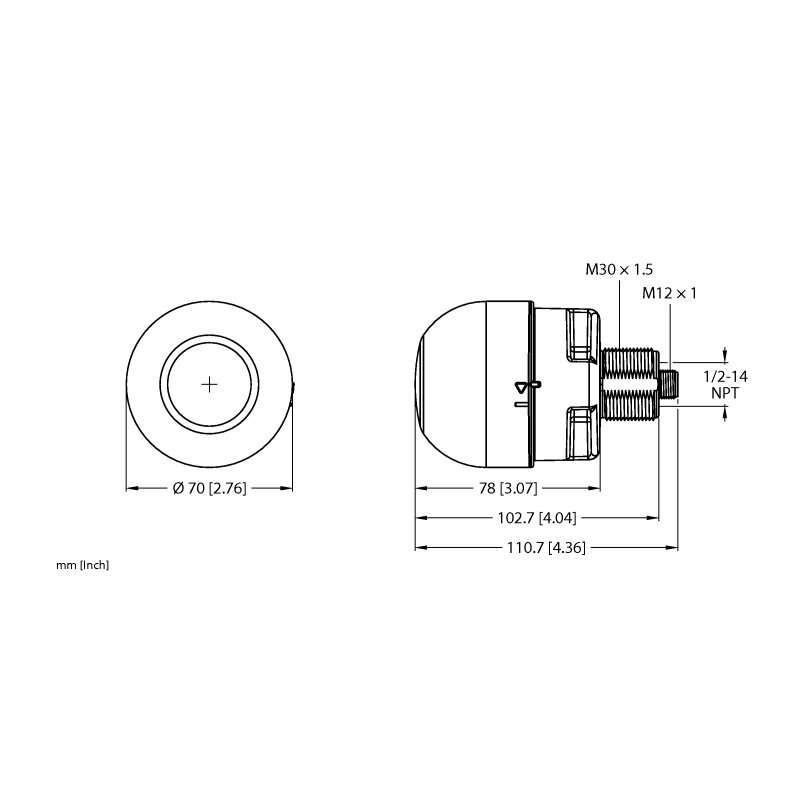 Кнопка емкостная со звуковым сигналом Turck K70PTALGRY3AQ 