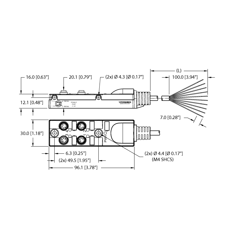 Коробка распределительная, пассивная, 4 порта Turck TB-4M8Z-4-3 