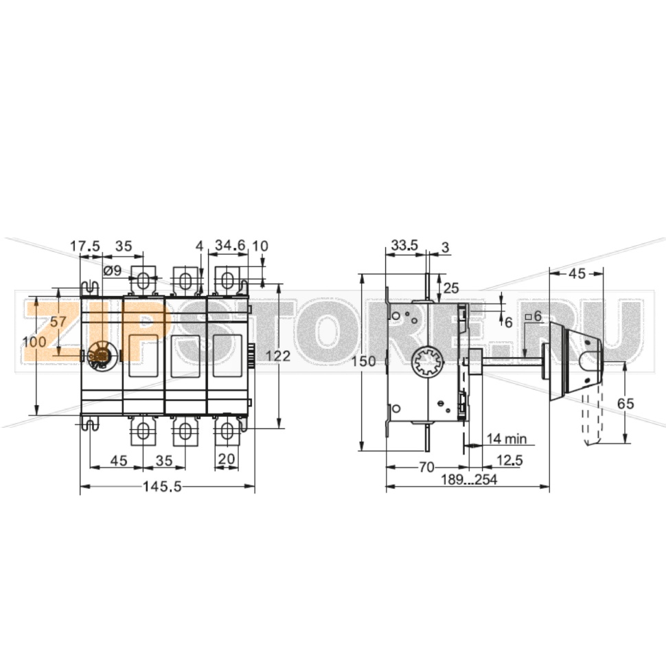 Выключатель-разъединитель 160 А, 3Р, без ручки Sinvel SDV160-3 