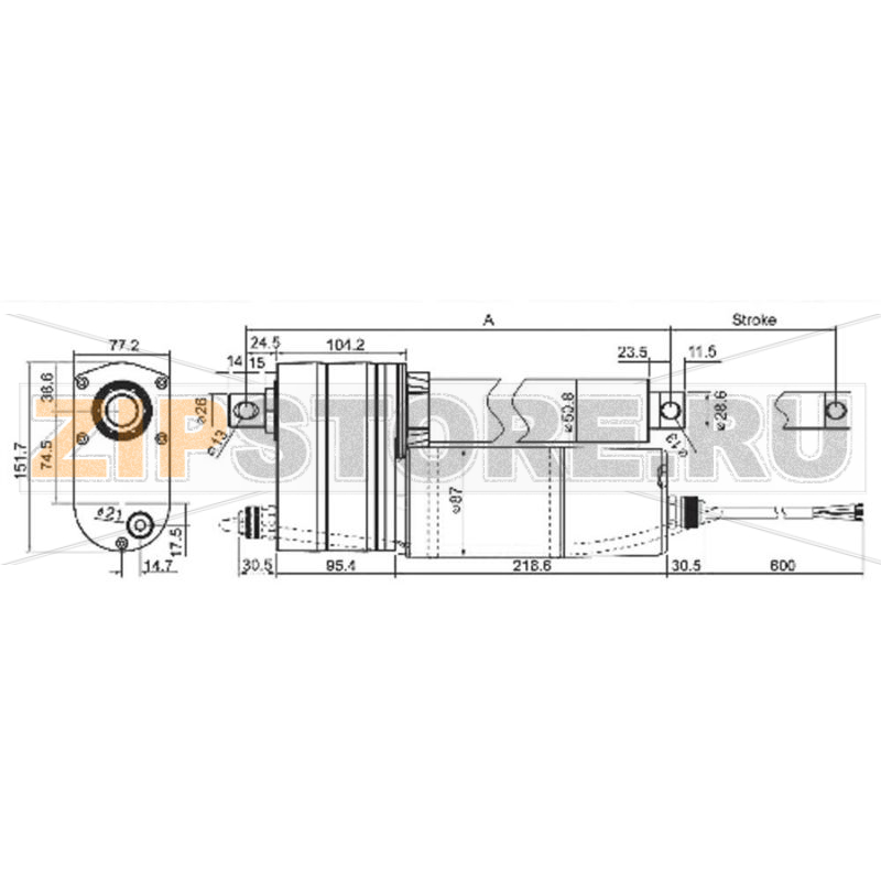 Электроцилиндр 230 В/AC, длина хода: 610 мм, 3500 N Drive-System Europe DSZY5-230-40-610-LT-IP65 