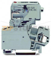 2-conductor fuse terminal block; with pivoting fuse holder; for glass cartridge fuse " x 1"; with blown fuse indication by LED; 15 - 30 V; for DIN-rail 35 x 15 and 35 x 7.5; 4 mm; CAGE CLAMP®; 4,00 mm; gray Wago 281-623/281-541