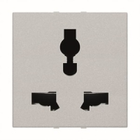 Розетка модульная с заземлением, 2P+E, 2M, 13-15 A, 127-230 В, серебристый ABB 2CLA223900N1301