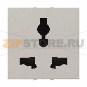 Розетка модульная с заземлением, 2P+E, 2M, 13-15 A, 127-230 В, серебристый ABB 2CLA223900N1301 