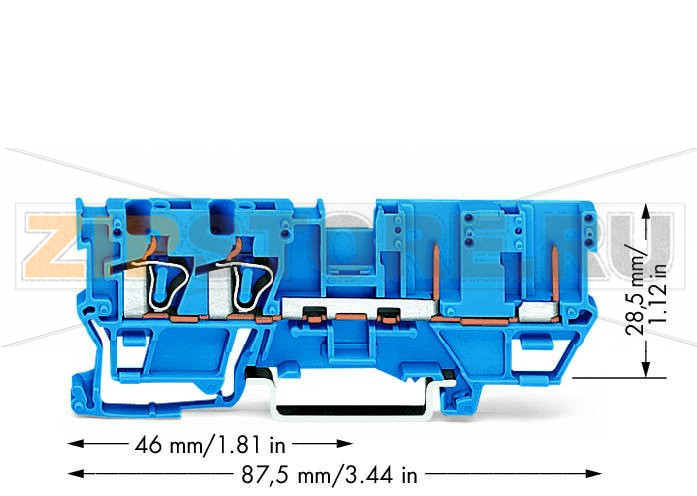 2-проводные / 2-контактные базовые клеммы; для DIN-рейки 35 x 15 и 35 x 7,5; 4 mm; CAGE CLAMP®; 4,00 mm; синие Wago 769-171/000-006 