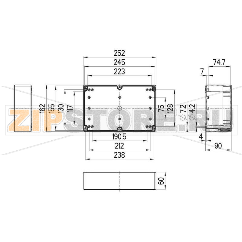 Корпус 252x162x90 мм, материал: поликарбонат, серый, 1 шт Spelsberg TG PC 2516-9-to 