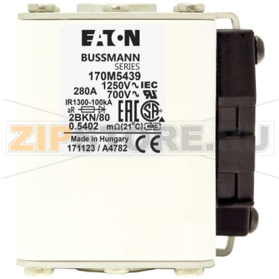Предохранитель, 315 A, AC 1250 В, size 2, 61x77x81 мм, aR, UL, IEC Eaton FUSE 315A 1250V 2BKN/8 