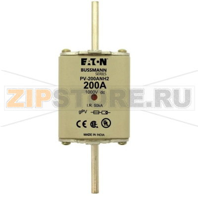 Предохранитель, 200 A, DC 1000 В, NH2, gPV, UL PV, IEC UL Eaton FUSE 200A 1000V DC PV SIZE 2 DUAL 
