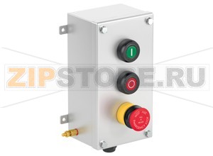 Модуль управления Control Unit Ex e, Stainless Steel, 3 Functions LCS3.PGMX.PRMX.ERMX.F.1 Pepperl+Fuchs Electrical specificationsOperating voltage250 V max.Operating current16 A max.Terminal capacity2.5 mm2FunctionpushbuttonColorgreenContact configuration1x NO / 1x NCUsage categoryAC12 - 12 ... 250 V AC - 16 AAC15 - 12 ... 250 V AC - 10 ADC13 - 12 ... 110 V DC - 1 ADC13 - 12 ... 24 V DC - 1ANumber of poles2LabelingIFunction 2pushbuttonColorredContact configuration1x NO / 1x NCUsage categoryAC12 - 12 ... 250 V AC - 16 AAC15 - 12 ... 250 V AC - 10 ADC13 - 12 ... 110 V DC - 1 ADC13 - 12 ... 24 V DC - 1ANumber of poles2Labeling0Function 3mushroom buttonColorredContact configuration1x NO / 1x NCUsage categoryAC12 - 12 ... 250 V AC - 16 AAC15 - 12 ... 250 V AC - 10 ADC13 - 12 ... 110 V DC - 1 ADC13 - 12 ... 24 V DC - 1ANumber of poles2Operator actionlatching , pull to releaseLabelingEMERGENCY STOP / NOT AUSMechanical specificationsHeight220 mm (A)Width116 mm (B)Depth85.5 mm (C)External dimension115 mm with operators (C1) 92.2 mm with screws (C2) 145 mm with mounting brackets (K)Fixing holes distance, height161 mm (G)Fixing holes distance, width130 mm (H)Enclosure coverfully detachableCover fixingM6 stainless steel hexagon head screwsFixing holes diameter6.1 mm (J)Degree of protectionIP66Cable entryNumber of cable entries1x M25 in face B fitted with polyamide Ex e cable glandDefined entry areaface BMaterialEnclosure1.5 mm 316L, (1.4404) stainless steelFinishelectropolishedSealone piece closed cell neopreneMass3.5 kgMountingmouting brackets with 6.1 mm screw holesGroundingM6 internal/external brass grounding boltAmbient conditionsAmbient temperature-40 ... 55 °C (-40 ... 131 °F) @ T4 -40 ... 40 °C (-40 ... 104 °F) @ T6 Data for application in connection with hazardous areasEU-Type Examination CertificateSIRA 13ATEX3059XMarking II 2 GD Ex de IIC T6 Gb, Ex tb IIIC T80°C Db Ex de IIC T4 Gb, Ex tb IIIC T130°C DbInternational approvalsIECEx approvalIECEx SIR 13.0021EAC approvalTC RU C-DE.GB06.B.00567ConformityDegree of protectionEN 60529General informationSupplementary informationEC-Type Examination Certificate, Statement of Conformity, Declaration of Conformity, Attestation of Conformity and instructions have to be observed where applicable. For information see www.pepperl-fuchs.com.AccessoriesOptional accessoriesEngraved traffolyte tag labelEngraved AISI 316L stainless steel tag labelColor in-fill stainless steel tag label
