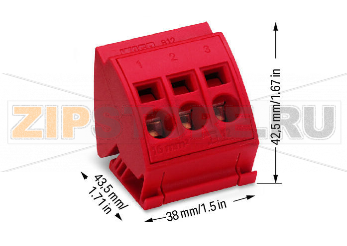 Клемма шины; для шин (10 x 3) мм; 3-пол.; без кнопок; 4 mm?; CAGE CLAMP®; 16,00 mm?; красные Wago 812-113 