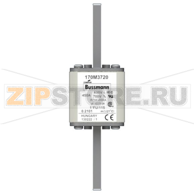 Предохранитель, 450 A, AC 690 В, 200 кА, size 1, 45x45x148 мм, aR, IEC UL Eaton FUSE 450A 690V 