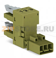 h-distribution connector; 3-pole; Cod. B; 1 input; 2 outputs; outputs on one side; 2 locking levers; light green Wago 890-1662