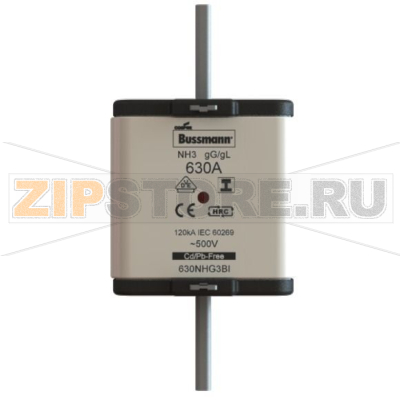 Предохранитель, 630 A, AC 500 В, 120 кА, NH3, gL/gG, IEC Eaton NH FUSE 630A 500V IMGL SIZE 3 