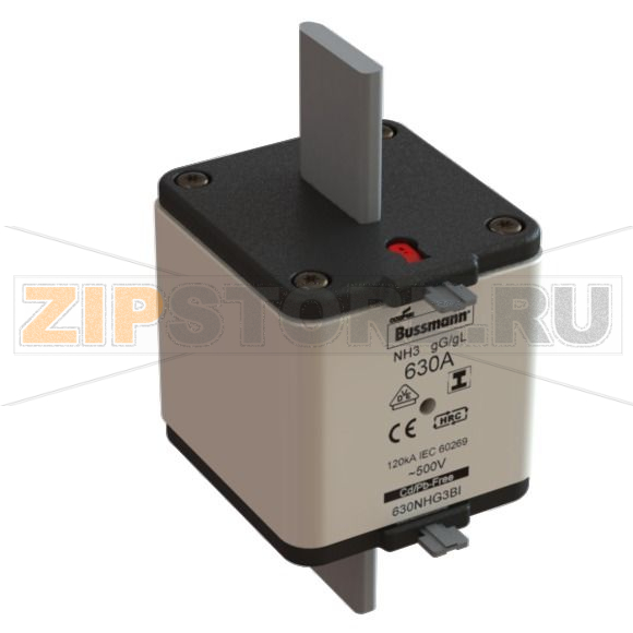 Предохранитель, 630 A, AC 500 В, 120 кА, NH3, gL/gG, IEC Eaton NH FUSE 630A 500V IMGL SIZE 3 